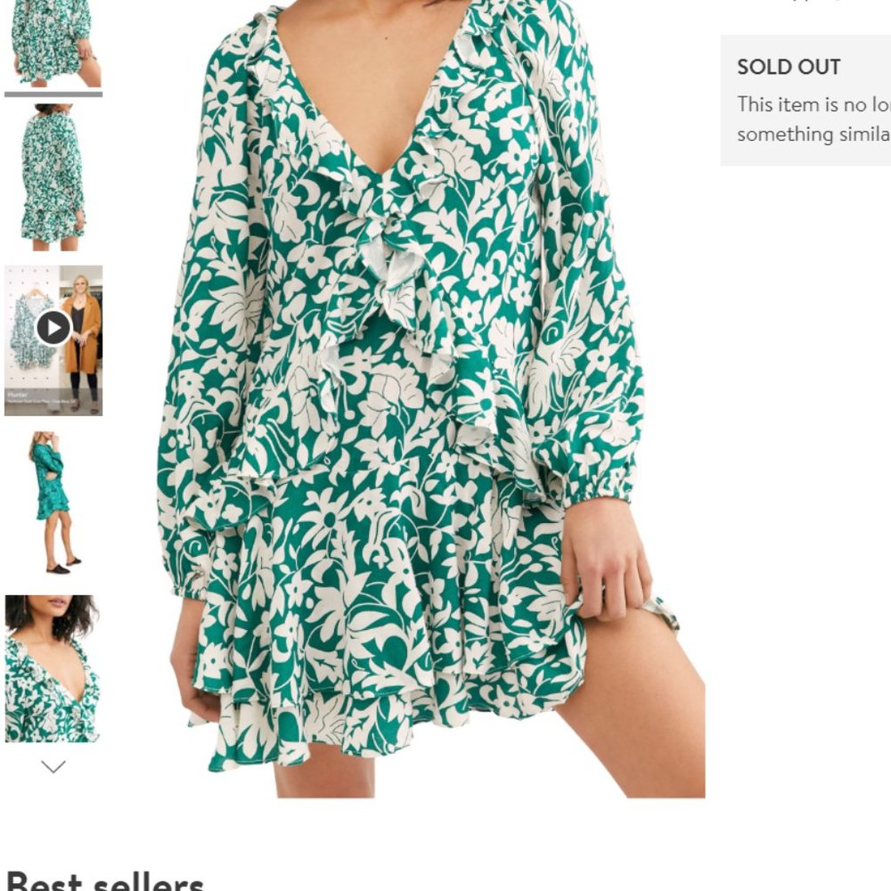 Free People green floral long sleeve dress